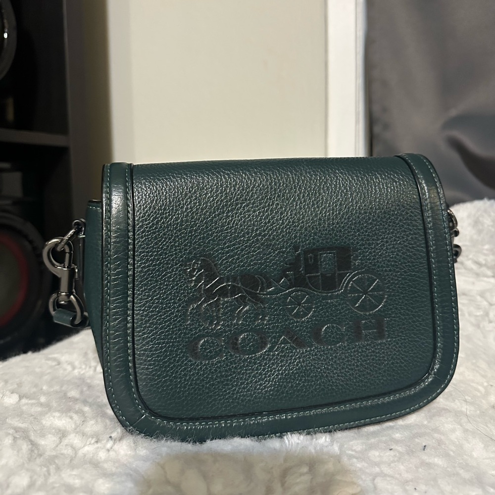 Coach Dark Green Leather Crossbody Bag